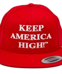 "Keep America High" 6 Panel Flat Bill Red Hat KAHHG010