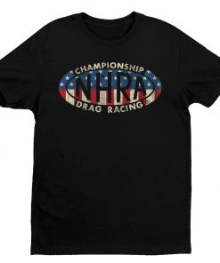 GDA Whole sale 32 Get Down Art NHRA Oval Logo USA Flag Distressed T-Shirt 507 Black