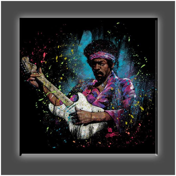 Stephen Fishwick "Jimi Electric Glow" Stretched Canvas Print (Various Sizes) Stephen Fishwick's - Icons