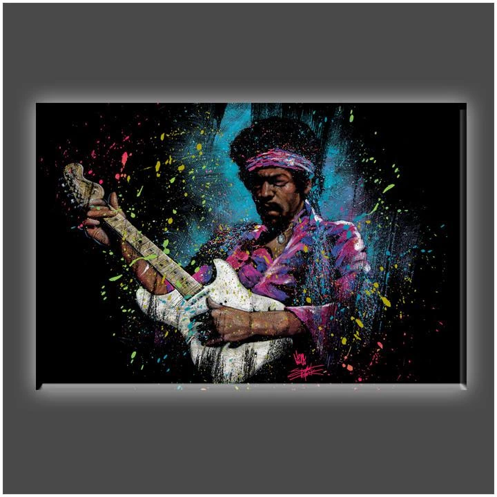 Stephen Fishwick "Jimi Electric Glow" Stretched Canvas Print (Various Sizes) Stephen Fishwick's - Icons