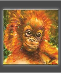 Stephen Fishwick Stephen Fishwick - For Life "Baby Orangutan" Stretched Canvas Print (Various Sizes)